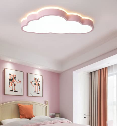 LAKIQ Cloud Shape LED Ceiling Light Kids Room Flush Mount Light Fixture Modern Close to Ceiling Light Baby Room Ceiling Lighting for Boys Room Girls Room Bedroom(Pink, 23.5''-3 Colors Dimmable)