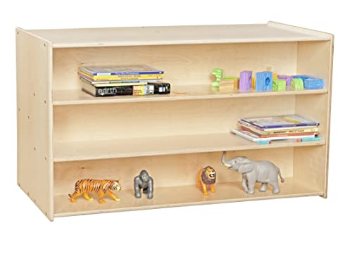 Contender Kids Dual Cubbie Storage Shelves, Pigeon Hole Shelving Montessori Shelves for Toddlers Cubbies for Classrooms, Toy Rack Organizer for Kids, 12 Translucent Trays,Natural,C16601