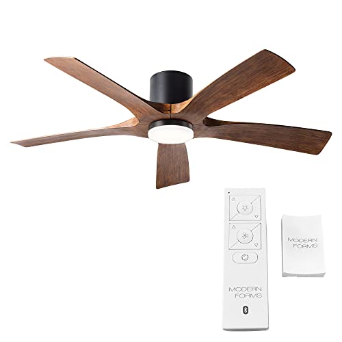 Aviator Smart Indoor and Outdoor 5-Blade Flush Mount Ceiling Fan 54in Matte Black Distressed Koa with Remote Control (Light Kit Sold Separately) works with Alexa, Google Assistant, Samsung Things, and iOS or Android App