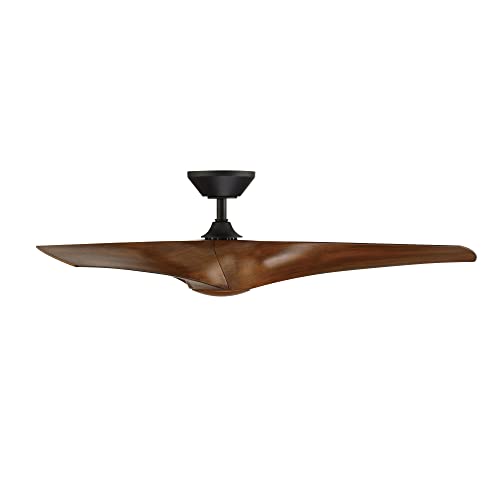 Zephyr Smart Indoor and Outdoor 3-Blade Ceiling Fan 52in Matte Black Distressed Koa with 2700K LED Light Kit and Remote Control works with Alexa, Google Assistant, Samsung Things, and iOS or Android App
