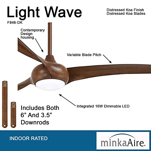 MINKA-AIRE F848-DK Light Wave LED 65" Brown Low Profile Ceiling Fan with Light, Remote Control and 3.5 Inch Downrod