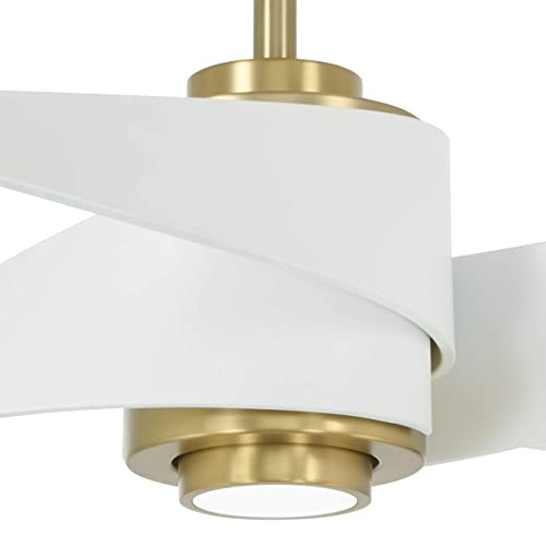 MINKA-AIRE F903L-SBR/WHF Artemis IV 64" Ceiling Fan with LED Light and DC Motor in Soft Brass/Flat White Finish