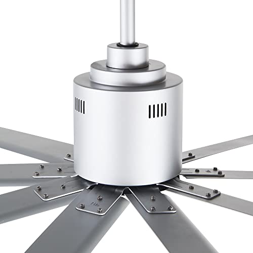 BiGizmos 96 Inch Industrial DC Motor Ceiling Fan, Damp Rated Indoor or Covered Outdoor Ceiling Fans for Home or Commercial, Porch Patio Warehouse Restaurant, 6-Speed Remote Control