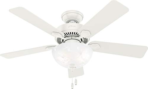 Hunter Fan Company, 50905, 44 inch Swanson Fresh White Ceiling Fan with LED Light Kit and Pull Chain