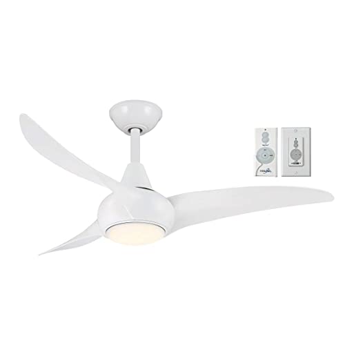 MINKA-AIRE F845-WH Light Wave 44" Ceiling Fan, White Finish with Remote and Additional Wall Control 