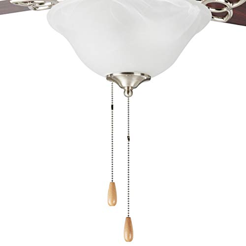 Amazon Basics 52-Inch Ceiling Fan, Includes LED Light Kit With Two Medium Base LED Light Bulbs, Five Reversible Blades, Brushed Nickel Finish