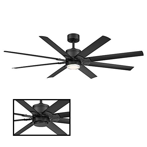 Renegade Smart Indoor and Outdoor 8-Blade Ceiling Fan 66in Matte Black with 3000K LED Light Kit and Remote Control works with Alexa, Google Assistant, Samsung Things, and iOS or Android App