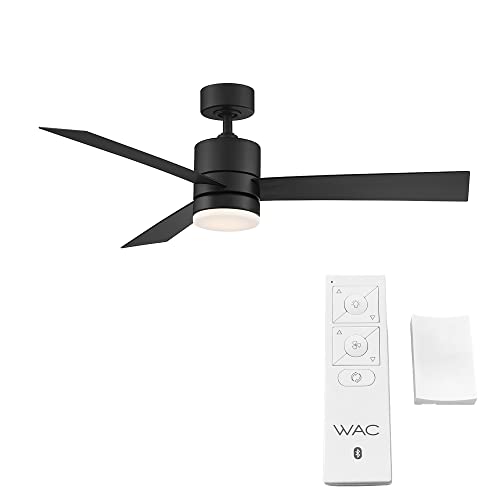 WAC Smart Fans San Francisco Indoor and Outdoor 3-Blade Ceiling Fan 52in Matte Black with 3000K LED Light Kit and Remote Control works with Alexa and iOS or Android App