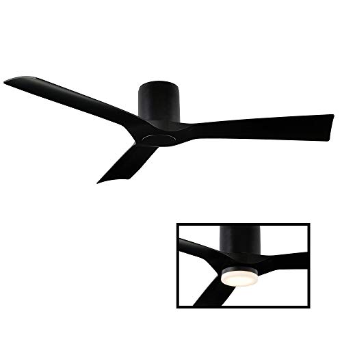 Aviator Smart Indoor and Outdoor 3-Blade Flush Mount Ceiling Fan 54in Matte Black with Remote Control (Light Kit Sold Separately) works with Alexa, Google Assistant, Samsung Things, and iOS or Android App