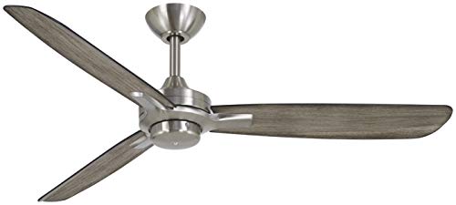 MINKA-AIRE F727-BN/SG Rudolph Farmhouse Style Ceiling Fan, Brushed Nickel Finish with Three Seashore Grey Blades