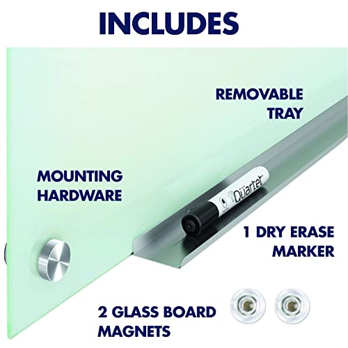 Quartet Whiteboard, Glass Dry Erase Board, Magnetic, 4' x 3', Infinity Frameless Mounting, White Surface, Accessory Tray, 1 Dry Erase Marker and 2 Glass Board Magnets (G4836W)