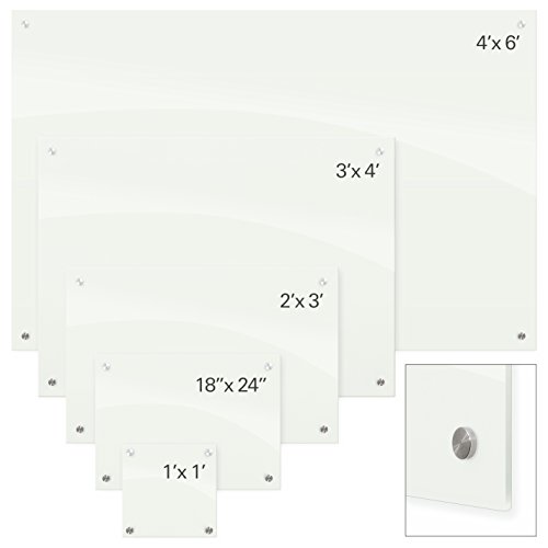Best-Rite Enlighten Glass Dry Erase Whiteboard, Glossy White 1/8 inch Tempered Glass, 2 x 3 Feet