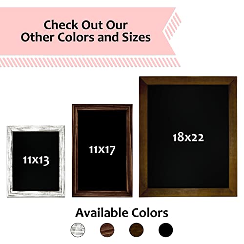 TenXVI Designs 11"x17" Freestanding or Hanging Vertical and Horizontal Magnetic Chalkboard Sign and 8 Liquid Chalk Markers for Kitchen Countertop, Tabletops, Weddings, Home Decor - Rustic White