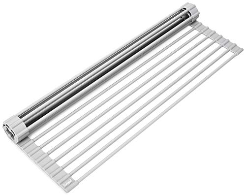 Surpahs Over The Sink Multipurpose Roll-Up Dish Drying Rack (Warm Gray, Large - 20.5" x 13.1")