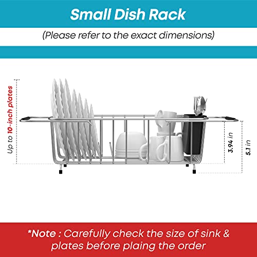 KESOL Small Expandable Over The Sink Dish Drying Rack/Dish Rack in Sink with Utensil Holder | 304 Stainless Steel Dish Racks for Kitchen Counter | Rustproof Dish Drainer/Sink Drying Rack