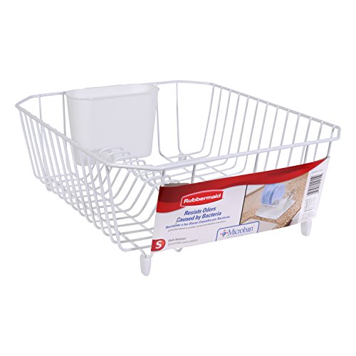 Rubbermaid Disinfectant Dish Drainer, Small, White