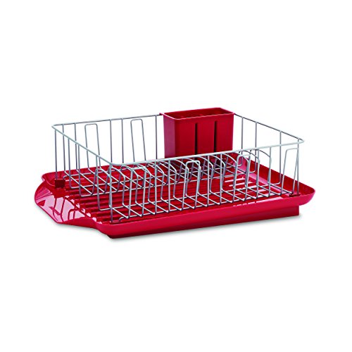 Farberware 3-Piece Dish Rack Set, Red