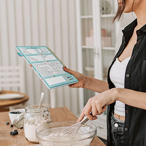 Recipe Book to Write in Your Own Recipes, Blank Recipe Notebook with Tabs for Family Cooking Lover, 120 Pages Recipe Organizer, 8.5 x 5.5", Teal