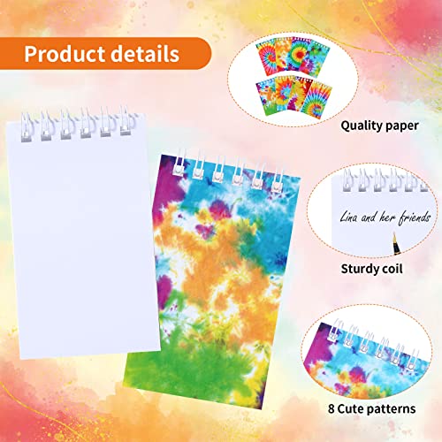 24 Pcs Mini Tie Dye Notebooks Pastel Art Party Small Notepads Tie Dye Spiral Pocket Notebook Party Hippie Mini Notepad for Kids Teacher Classroom Supplies Birthday Party Favors, 2.36 x 3.94 Inch