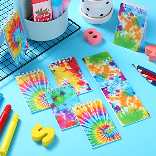 24 Pcs Mini Tie Dye Notebooks Pastel Art Party Small Notepads Tie Dye Spiral Pocket Notebook Party Hippie Mini Notepad for Kids Teacher Classroom Supplies Birthday Party Favors, 2.36 x 3.94 Inch