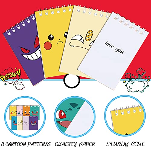 24 Pieces Cartoon Mini Notebooks (2.36 x 3.94"）Pocket Monster Themed Party Favor Notepads Spiral Pocket Notebooks Birthday Gift Teacher Classroom Rewards for Kids Adults Party Goody Bags Stuffers