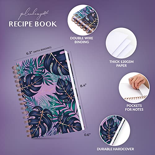 PLANBERRY Recipe Book – Blank Hardcover Cookbook to Write In Your Own Recipes – Empty Cook Book Journal to Fill In – Blank Family Recipe Notebook – 60 Recipes, 6.3”x8.4” (Wild Purple)