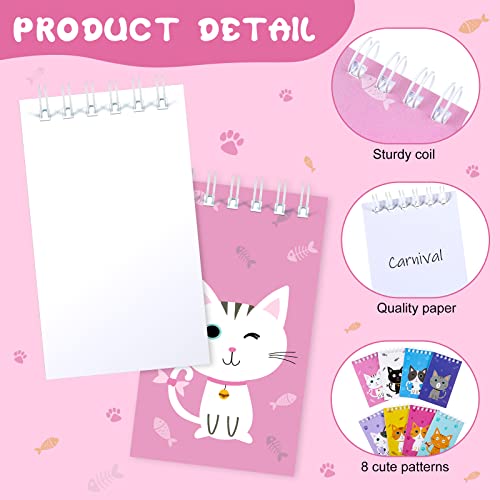 24 Pcs Cat Animal Mini Notepad Cute Cat Small Spiral Pocket Notebook Pet Cat Memo Spiral Tiny Notebooks for Cat Party Favors Kids Birthday Party Classroom School Goodie Bags Stuffers(Cartoon Style)