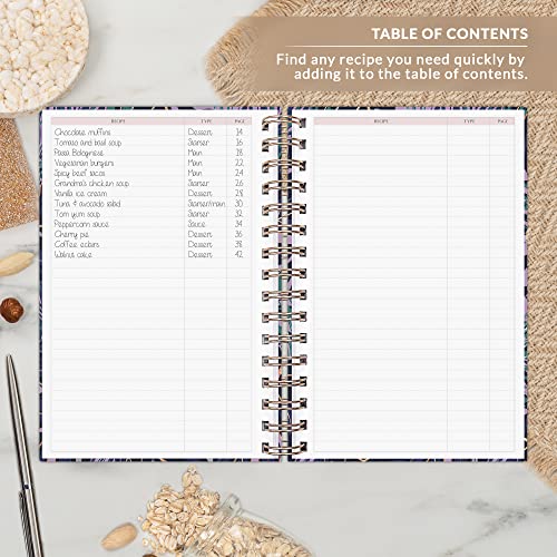 PLANBERRY Recipe Book – Blank Hardcover Cookbook to Write In Your Own Recipes – Empty Cook Book Journal to Fill In – Blank Family Recipe Notebook – 60 Recipes, 6.3”x8.4” (Wild Purple)