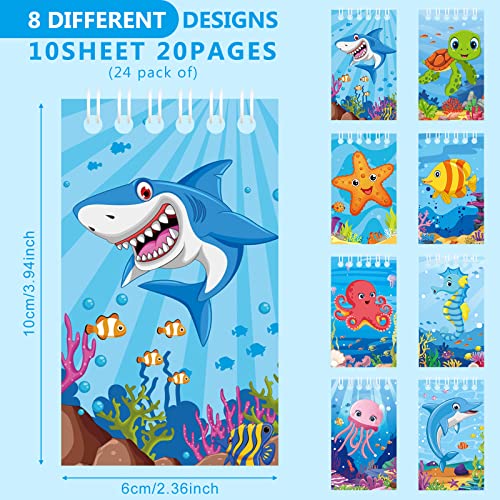 24 Pcs Mini Ocean Animal Notebooks Sea Party Favors Spiral Pocket Notepads for Kids Birthday Party Supplies School Classroom Gifts ( Sea Animal Style)
