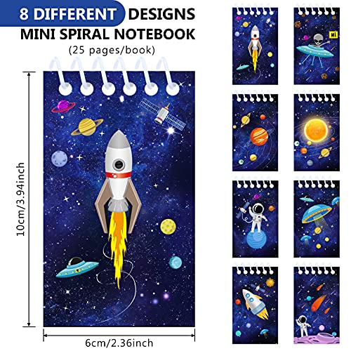24 Pieces Outer Space Galaxy Mini Notepads, Science Astronaut Rocket Memo Spiral Tiny Notebooks Teacher Classroom Reward Supply for Boys Girls Solar System Planet Birthday Theme Party Favor