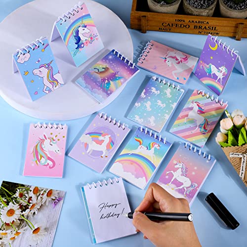 HOBBY HORSE 24 Pieces Unicorn Mini Notebooks Printed Stationery Small Unicorn Spiral Notepads in 12 Designs for Unicorn Party Favors, 3.54 x 2.36 Inch