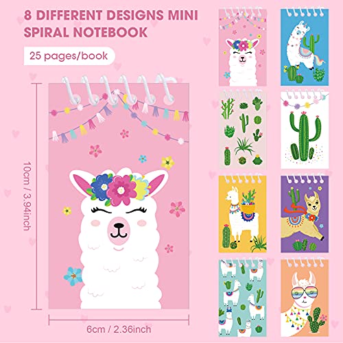24 Pieces Llama Mini Notebooks Summer Birthday Party Favors Memo Spiral Tiny Cactus Notepads Bulk Teacher Classroom Reward Prizes Pinata Gift Bags Fillers Supply for Boys Girls Birthday Party Supply