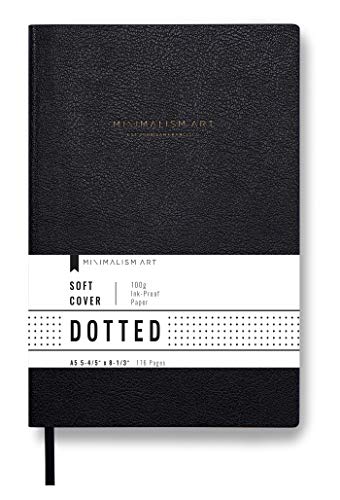 Minimalism Art, Classic Soft Cover Notebook Journal, Medium Size, A5 5.8" x 8.3", 176 Pages, Premium Thick Paper 100gsm, Fine PU Leather, Ribbon Bookmark, San Francisco (Dotted, Black)