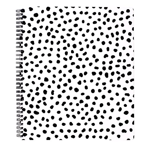 Steel Mill & Co Cute Large Spiral Notebook College Ruled, 11" x 9.5" with Durable Hardcover and 160 Lined Pages, Black Dots