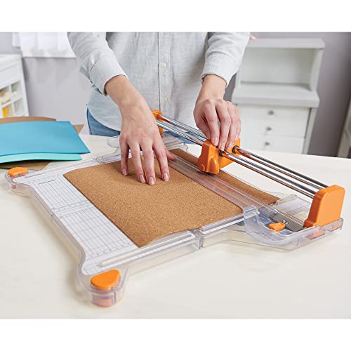 Fiskars ProCision™ Rotary Bypass Paper Trimmer - 12" Cut Length - Craft Paper and Mixed Media Cutter with Grid Lines Orange