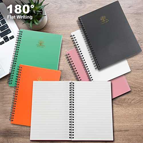 Daofary 6 Pcs A5 Spiral Journal Notebook for Work, 160 Pages College Ruled Notebook Waterproof Plastic Hardcover Spiral Notebooks with Tearable Paper 8.4 x 5.7 in