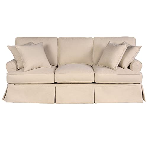 Sunset Trading Horizon Sofa Loveseat Chair Ottoman | Washable Stain and Water Resistant Performance Fabric 4 Piece Slipcovered Living Room Set, Dog Cat Pet and Kid Friendly Furniture, Tan