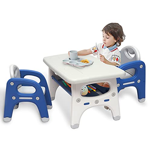 Kinfant Kids Table and Chair Set - Toddler Activity Table with Storage Shelf for Children Mesa para niños Preschool, Kindergarten, Toddler Table & Chair Set