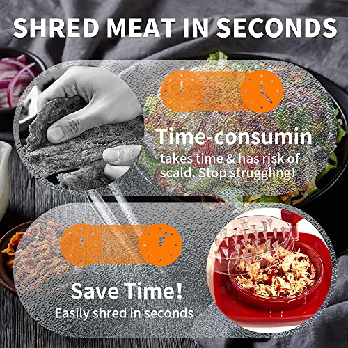 2023 Upgrade Chicken Shredder - Meat Shredder with Detachable Plate - Visible Chicken Breast Shredder Tool Twist with Strong Grip and Sharp Spikes for Cutting Meats Vegetables Hard Cheese(Red)