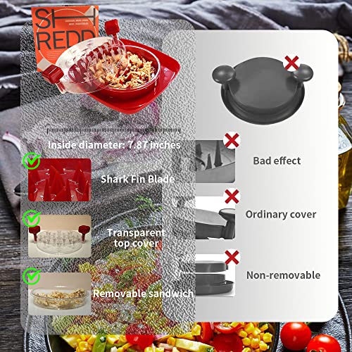 2023 Upgrade Chicken Shredder - Meat Shredder with Detachable Plate - Visible Chicken Breast Shredder Tool Twist with Strong Grip and Sharp Spikes for Cutting Meats Vegetables Hard Cheese(Red)