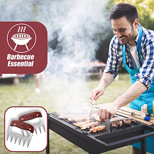 ANZEKE 2pack Meat Handler Shredder Claws,BBQ Pulled Pork Paws for Shredding Handing Carving Food, High-Grade Stainless Steel Metal with Wooden Handle
