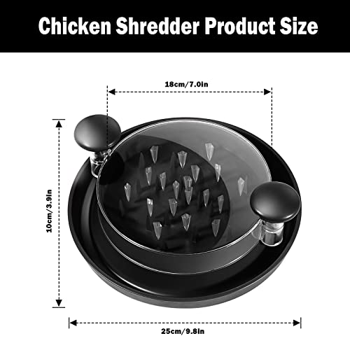 Chicken Shredder Shred Machine, Large Meat Shredder Machine, Chicken Shredding Tool with Clear Cover and Non-Skid Base, Ergonomic Handle,Shred Machine Tool for Pork, Beef and Chicken,Dishwasher Safe