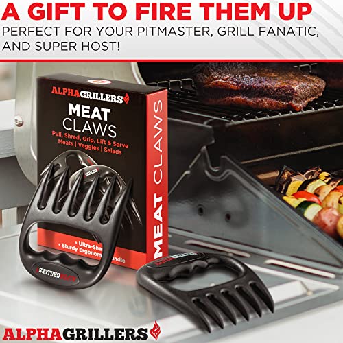 Alpha Griller Meat Claws for Shredding & Meat Shredder Tool - Meat Shredder Claws & Bear Claws for Shredding Meat, Smoker Accessories for BBQ Gifts for Men & Stocking Stuffers for Men