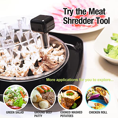 DAJOOEE Chicken Shredder, Upgrade 3-Layer Meat Shredder Tool, Anti-Slip Large Capacity, Easy to Clean & Take Out, Patent Design Shark Fin Shaper for Shred Chicken Cabbage Beef Pork