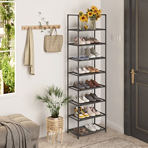 Z&L HOUSE 8 Tier Shoe Rack Tall, Sturdy Metal Narrow Rack That Can Store 16-20 Pairs of Shoes, Stackable Shelf for Closet Entryway to Increase The Use of Space