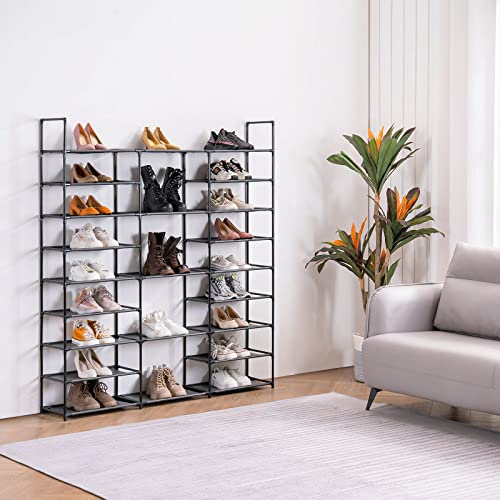YOUDENOVA Shoe Rack Organizer, for up to 50 Pairs of Shoes, Vertical Large Shoe Rack with Removable, Water, Dust & Oil Resistant Shelves, Stackable Shoe Rack for Boot & Shoe Storage, Black