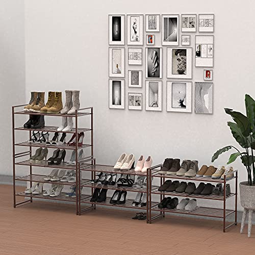 Simple Houseware 3-Tier Stackable Metal Panel Shoes Rack, Bronze