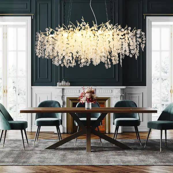 DHFHFMDCJDNN Modern Gold Crystal Chandeliers,Money Tree Branch Pendant Ceiling Light,Hanging Light Fixtures for Hallway,Foyer,Table,Living Room,Foyer,Entryway