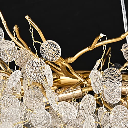 DHFHFMDCJDNN Modern Gold Crystal Chandeliers,Money Tree Branch Pendant Ceiling Light,Hanging Light Fixtures for Hallway,Foyer,Table,Living Room,Foyer,Entryway