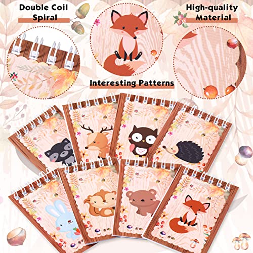 32 Pieces Mini Notebooks for Kids Woodland Party Favors, Woodland Animal Mini Notepads Forest Animals Spiral Notebook Owl Raccoon Squirrel Rabbit Decor for Kids Classroom (Lovely Style)